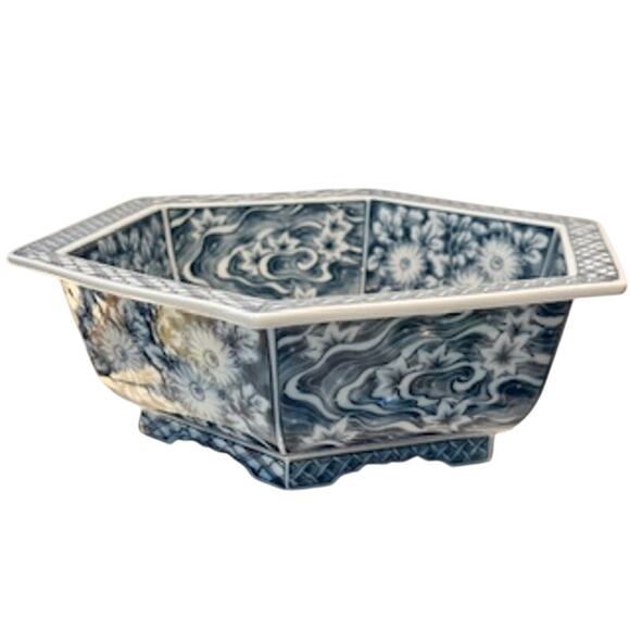 Japanese Chinoiserie Bowl Blue & White Porcelain Matcha Tea Ceremonial Fukagawa - Picture 2 of 12